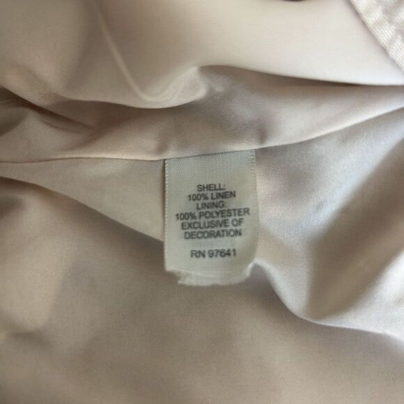 J. Jill Linen Embroidered Beige Skirt Colorblock Pockets Lined Preppy Plus 16 - Picture 9 of 10